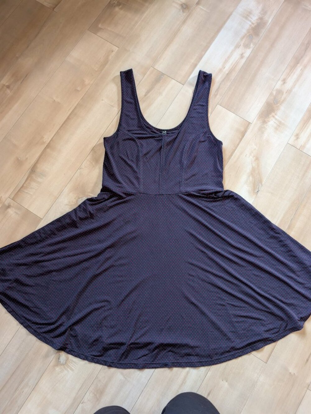 Free People Loving Lola Navy Red Polka Dot Fit & Flare Skater Dress SIZE M